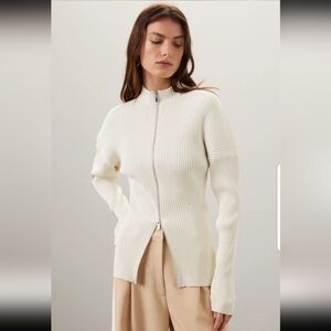 A.L.C. Noa White Zip Cardigan Size S
